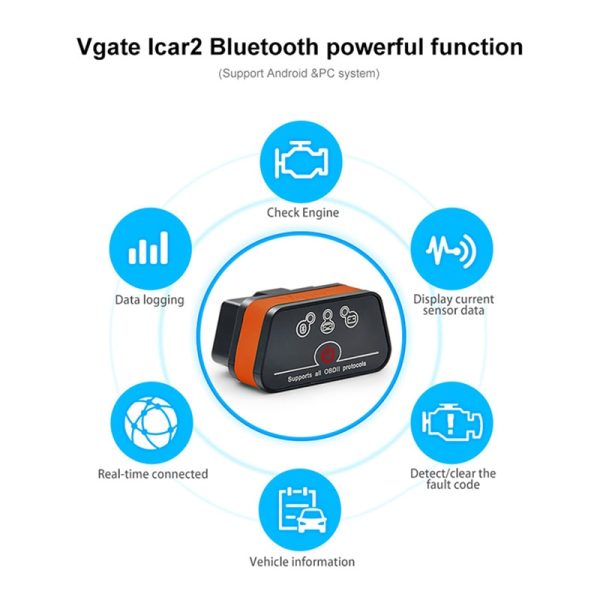 Vgate icar2 Bluetooth/Wifi OBD2 Diagnostic-tool ELM327 Bluetooth/wifi OBD 2 Scanner Mini ELM327 for android/PC/IOS Code Reader - Image 2