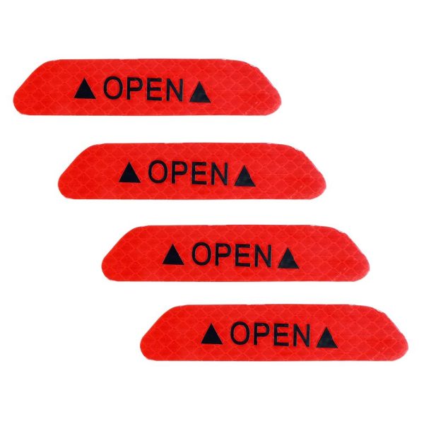 4Pcs/set Warning Mark Reflective Tape Universal Exterior Accessories Car Door Stickers OPEN Sign Safety Reflective Strips