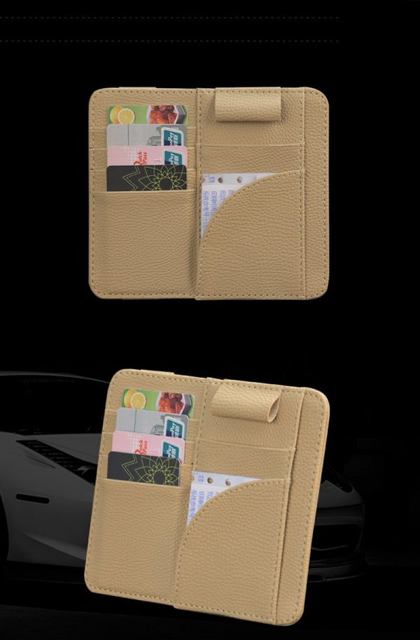 MOQIU High Quality Microfiber PU leather Car Sun Visor Glasses clip / card holder multifunctional storage bag clip - Image 7