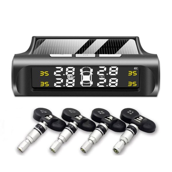 Smart Car TPMS Tire Pressure Monitoring System Solar Power Digital TMPS LCD Display USB Auto Security Alarm Tire Pressure Sensor - Image 9