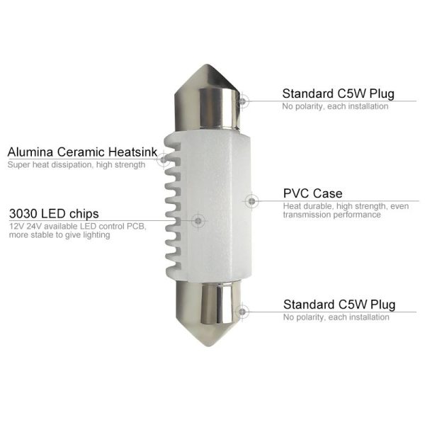 CNSUNNYLIGHT High Quality C5W C10W LED 31/36/39/41mm Car Festoon Light Auto Interior Dome Lamp Reading Bulb White 12V 24V - Image 7