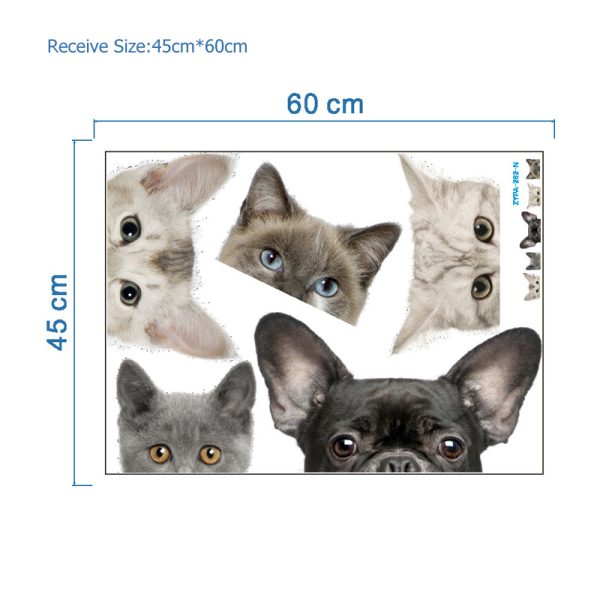 Funny 3D Cat Dog Half a face Peeking car sticker Wall background Art decals decorations cute animal wall stickers for home decor - Image 5