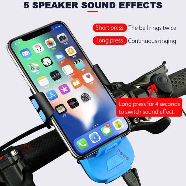 5 IN 1 Multifunction Bicycle Light USB Solar Charging Horn Phone Holder Power Bank Front Lamp For Bicycle Led Lamp Accessories - Image 3