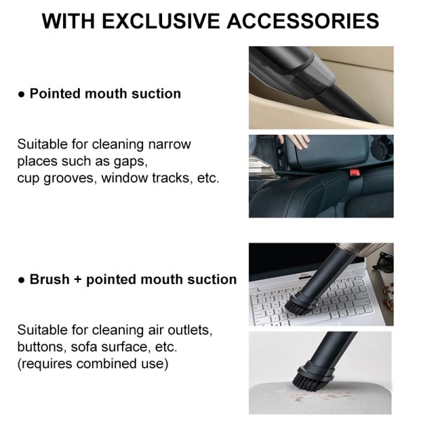 Handheld Wireless Vacuum Cleaner Rechargeable Cyclone Suction Car Vacuum Cleaner Cordless Wet/Dry Auto Portable for Car Home - Image 4