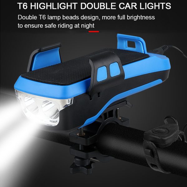 5 IN 1 Multifunction Bicycle Light USB Solar Charging Horn Phone Holder Power Bank Front Lamp For Bicycle Led Lamp Accessories - Image 2