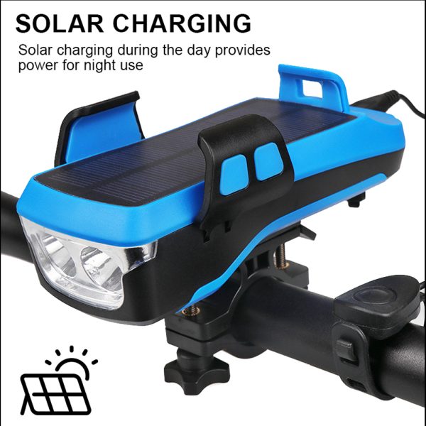 5 IN 1 Multifunction Bicycle Light USB Solar Charging Horn Phone Holder Power Bank Front Lamp For Bicycle Led Lamp Accessories - Image 5