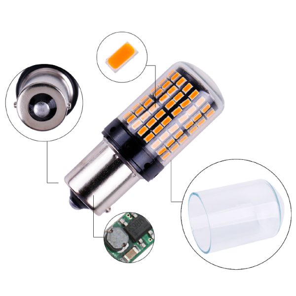1x 3014 144smd CanBus S25 1156 BA15S P21W LED BAY15D BAU15S PY21W lamp T20 LED 7440 W21W W21/5W led Bulbs For Turn Signal Light - Image 3