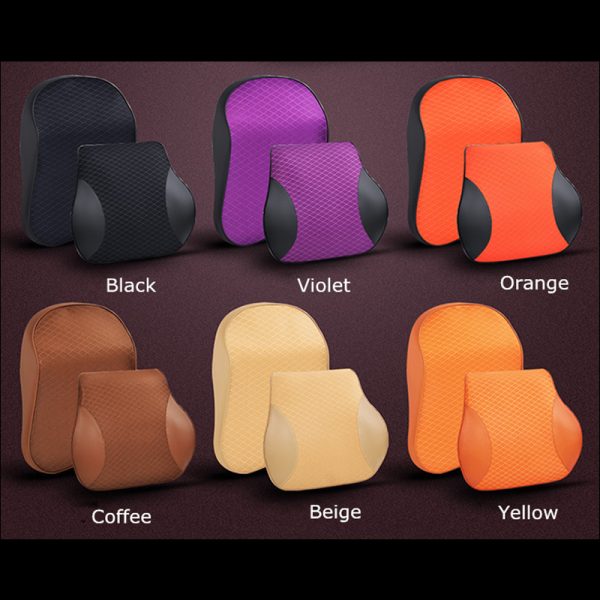 1PCS memory foam cute car seat headrest pillow solid for the neck rest waist back support cushion set pillows auto accessories - Image 6