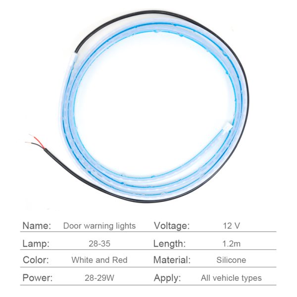 Led Car Door Warning Lights 120cm Anti-collision Strobe Flashing Safety Lamp Streamer Decorative Atmosphere Ambient Light 12V - Image 3