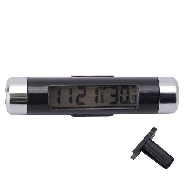 2in1 Car Auto LCD Clip-on Digital Temperature Thermometer Clock Calendar Automotive Blue Backlight Clock - Image 2